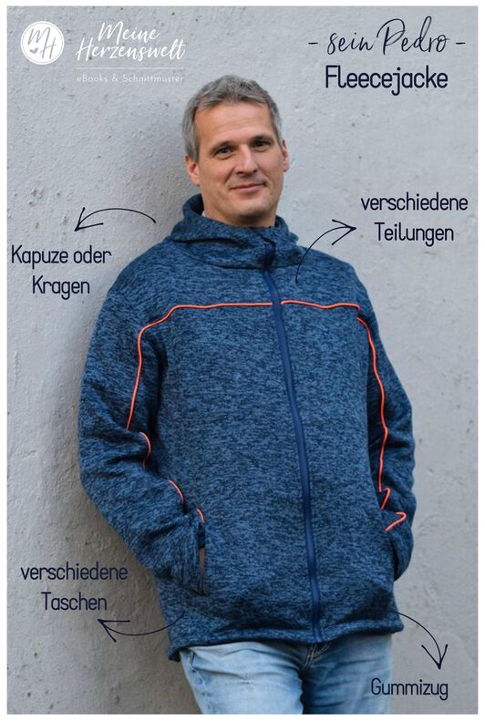 Fleecejacke Herren Schnittmuster Gr. XS-4XL -sein PEDRO #84 image number 2