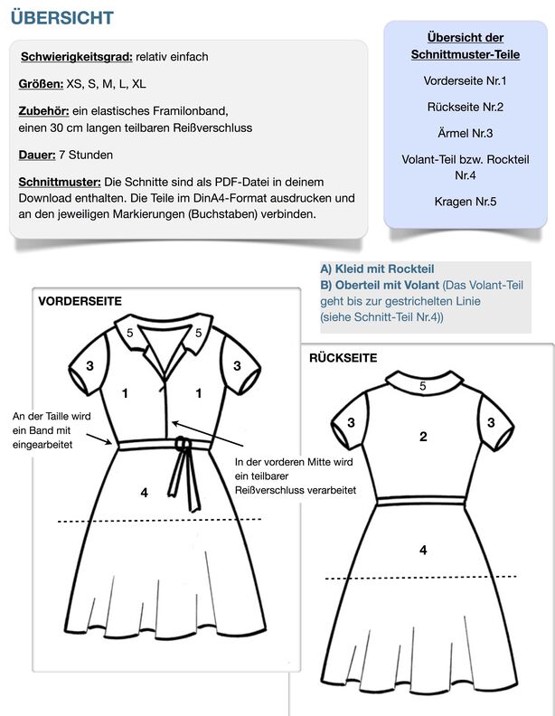 Kleid/ Oberteil #Lina Nähanleitung und Schnittmuster (XS-XL) image number 9
