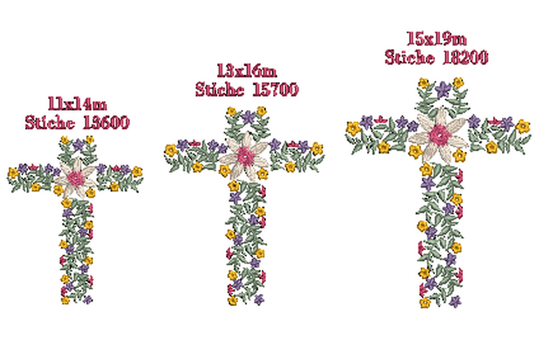 Stickdatei Kreuz Kommunion Blumen SET image number 4