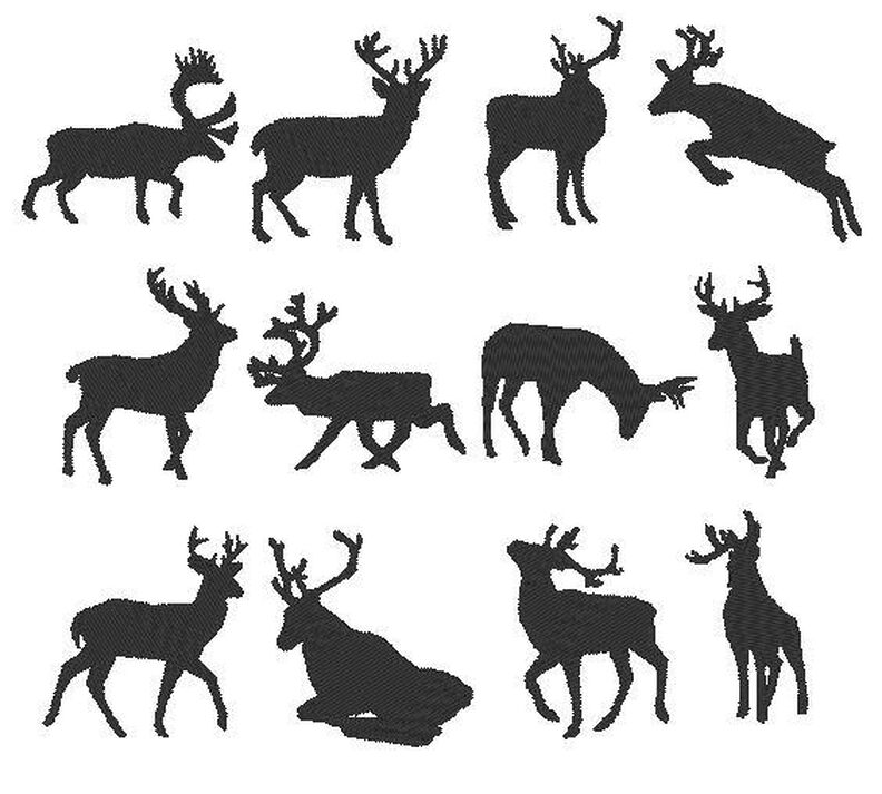 Stickdatei mini Hirsch Reh Elch Silhouetten image number 3