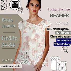 Schnittmuster Bluse Jasmin | Flügelärmel + Kragen | Musselin