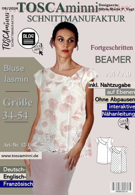 Schnittmuster Bluse Jasmin | Flügelärmel + Kragen | Musselin image number 2