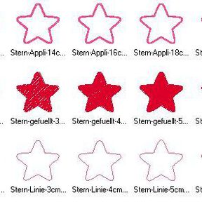 Stickdatei Stern gefüllt einfache Linie und für Stoffapplis