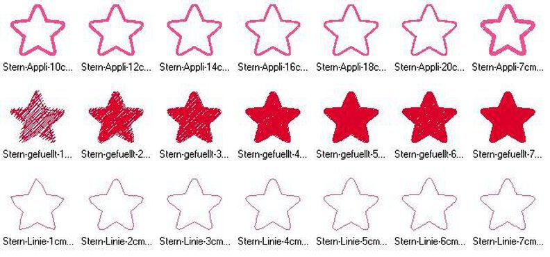 Stickdatei Stern gefüllt einfache Linie und für Stoffapplis image number 2