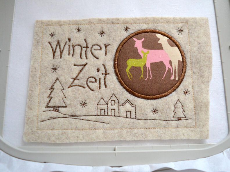 Stickdatei MugRug Untersetzer Winterzeit 13x18cm und 13x20cm image number 3