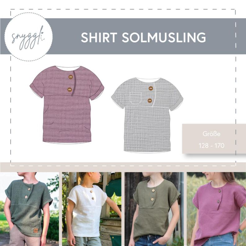 Musselin Shirt Solmusling Gr. 128-170, Leinen, inkl. A0 image number 1