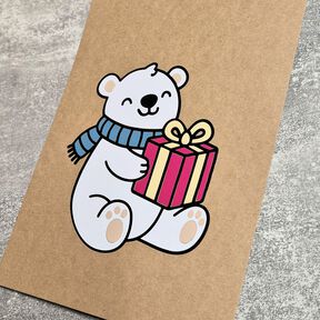 Plotterdatei Eisbär mit Geschenk Vektor / SVG PNG DXF