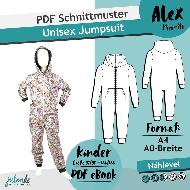 Kinder Jumpsuit, Gr. 92/98 -140/146, Schnittmuster m. Ebenen image number 6