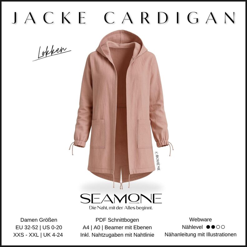 Jacke/Cardigan | Damen Schnittmuster PDF | 32–52 | Seamone image number 1