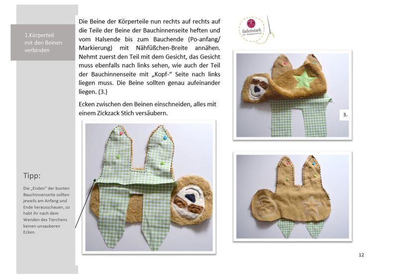 Nähanleitung Faultier Enzo 2 Größen image number 6