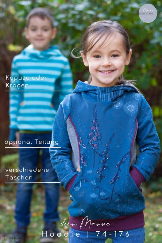 Hoodie Kinder Schnittmuster Gr. 74-176 - MANUC #130 image number 2