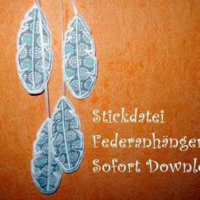 Stickdatei Feder Anhänger 