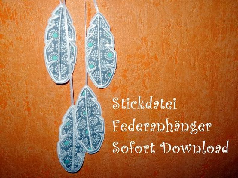 Stickdatei Feder Anhänger image number 1
