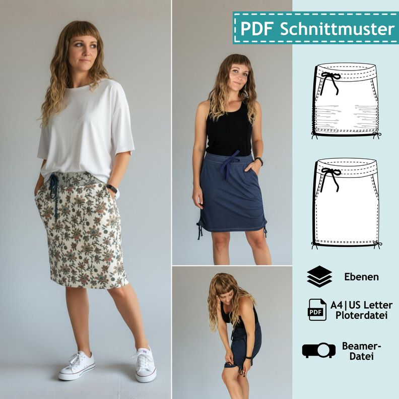 Sweatrock / Rock, Schnittmuster mit Ebenen, A4, A0+, Beamer image number 1