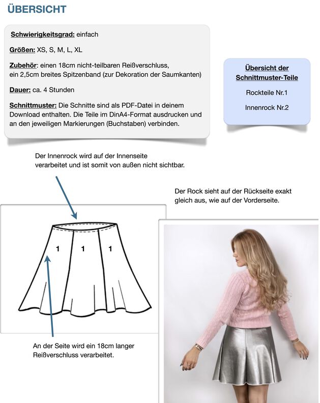 Rock #Thea Nähanleitung und Schnittmuster (XS-XL) image number 9