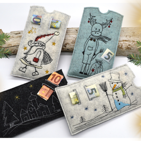Stickdatei Schokohülle Weihnachten Geld SET Figuren