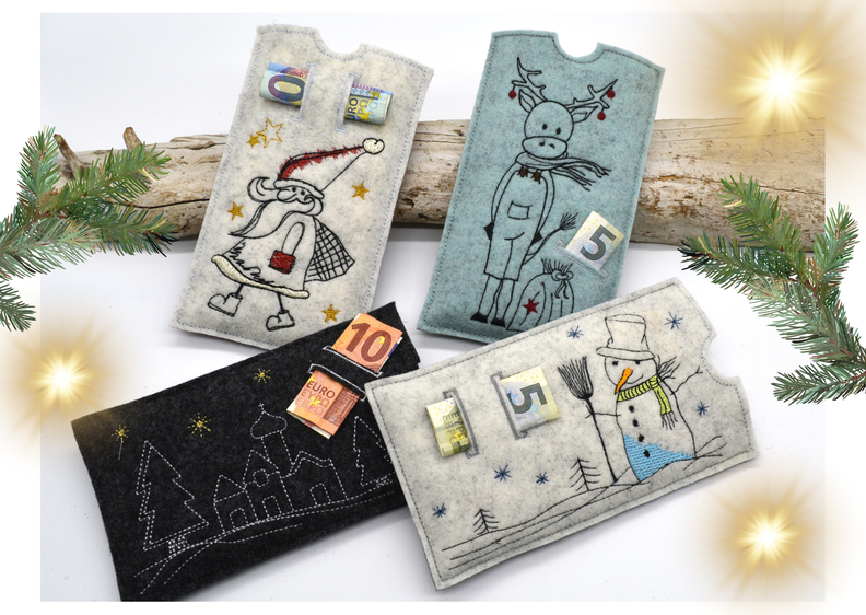 Stickdatei Schokohülle Weihnachten Geld SET Figuren image number 2