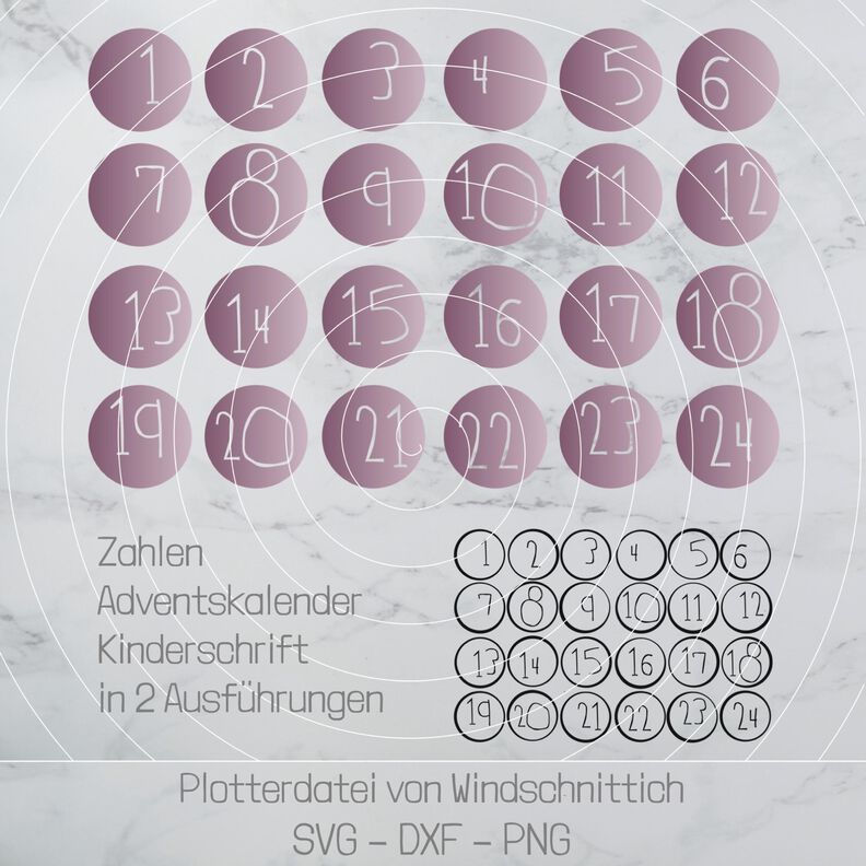 Plotterdatei - Adventskalender Zahlen Kinderschrift image number 6