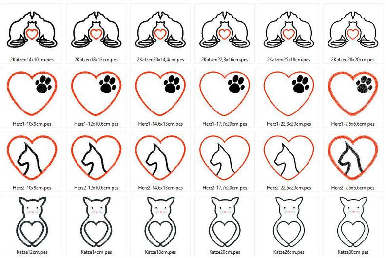 Katze Katzen Liebe Stoff-Aufnäher Stickdatei Herz image number 8