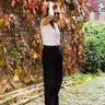 High waist Stoffhose mit weiten Beinen thumbnail number 6
