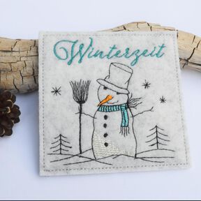 Stickdatei Schneemann ITH Untersetzer Mugrug 10x10cm