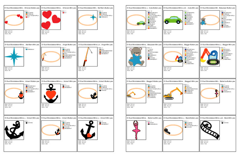 60 Minis jeweils mit Button Stickdatei image number 2