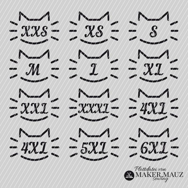 Plotterdatei Größenlabel Katze Erwachsene image number 1