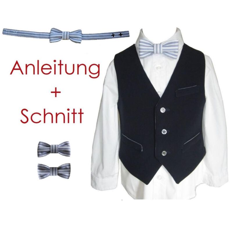 Nähanleitung + Schnitt Weste und Fliege 80-140 image number 1