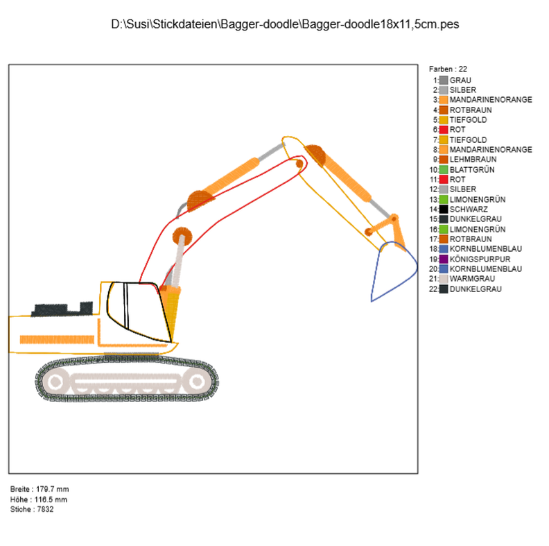 Bagger Doodle Stickdatei image number 4