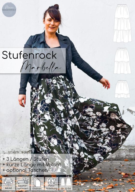 Stufenrock Damen - eBook Schnittmuster - 32-54 - #137 image number 3