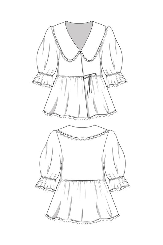 Wickelbluse Schnittmuster Damen Bubikragen Puffärmel image number 5