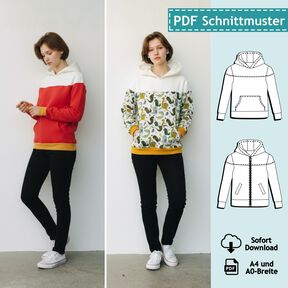 Schnittmuster + Anleitung Kinder-Hoodie Gr. 92/98-164/170