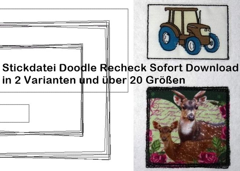 Stickdatei Doodle Rechteck Rahmen in über 20 Gr. image number 1