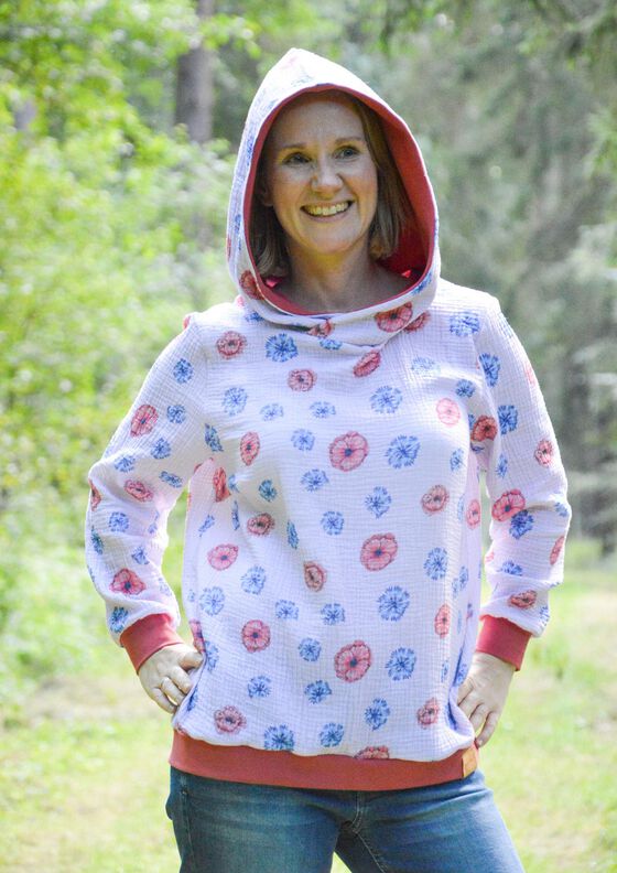 Musselin Hoodie Sweater Musling Gr. 32-50, Leinen, A4 + A0 image number 7