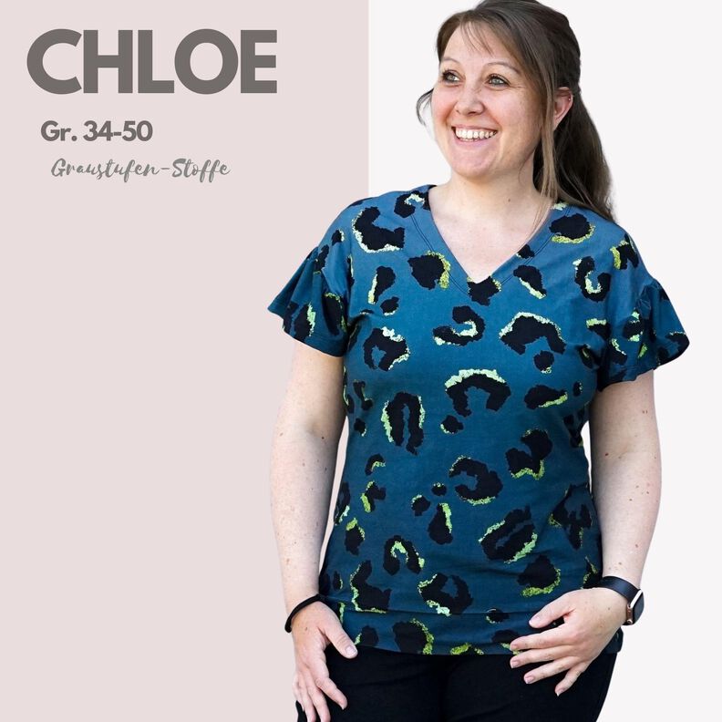 V-Shirt Chloe / Shirt mit Rüsche und V-Ausschnitt 34-50 image number 1