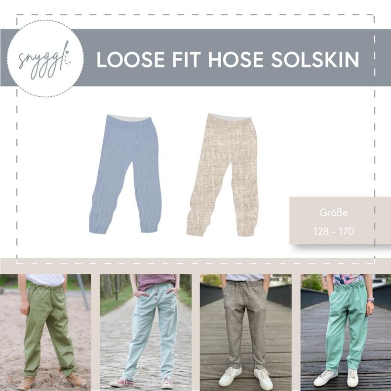 Loose fit Hose Solskin Gr. 128-170, A0, Cord, Leinen image number 1