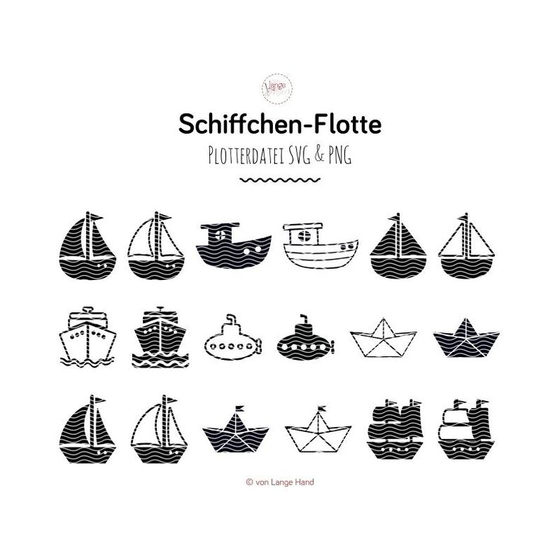 Schiffchen-Flotte – Plotterdatei & Motiv-Set image number 3