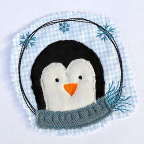 Stickdatei Pinguin doodle Button 10x10cm 2er SET