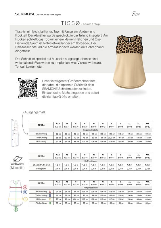 Top | Damen Schnittmuster PDF | 32&ndash;52 | Seamone image number 9