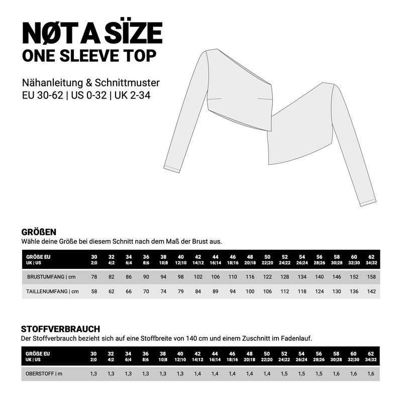 ONE SLEEVE TOP asymm. Jersey Shirt Schnittmuster Gr. 30-62 image number 9