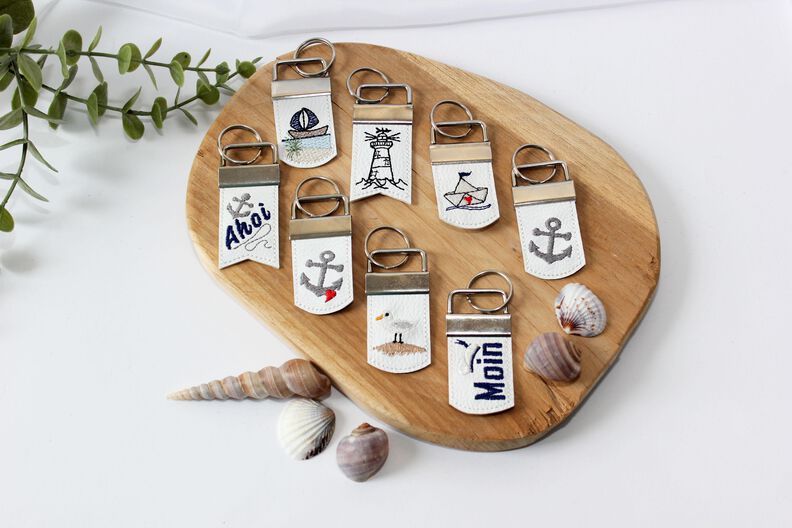 Stickdatei maritim Schlüsselanhänger SET mit Möwe Boot Anker image number 3