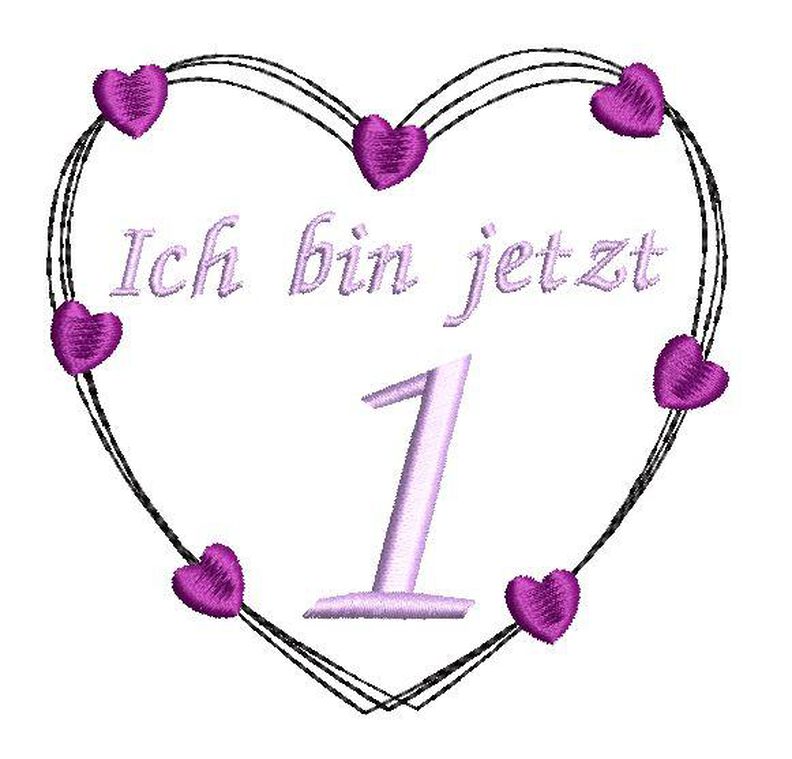 Stickdatei Herz 5er SET 10x10cm zum Geburtstag Zahlen image number 5
