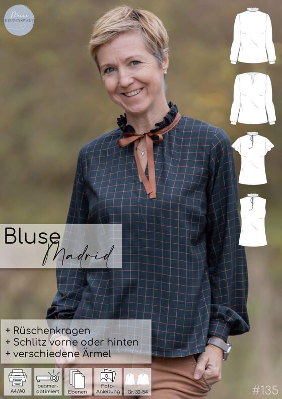 Bluse Damen - eBook Schnittmuster - 32-54 - Madrid#135 image number 2
