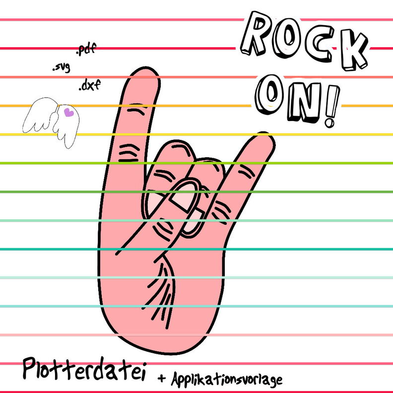 ROCK ON! - Plotterdatei + Applikationsvorlage Handzeichen Kontur image number 1