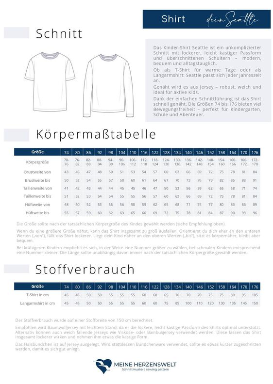 T-Shirt Kinder –  Schnittmuster Gr. 74-176 – Seattle image number 3