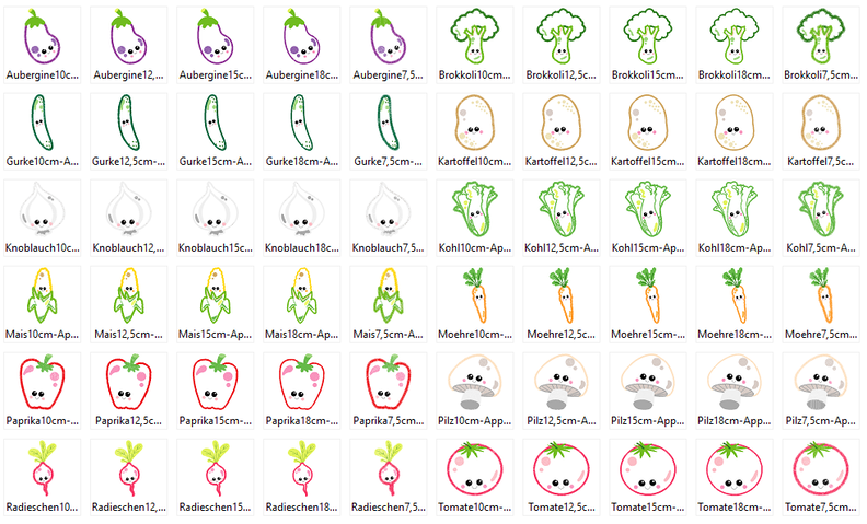 Gemüse Stickdatei Applis Gurke Möhre image number 4