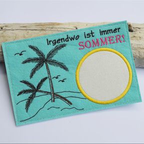 Stickdatei Meer Palmen Strand Untersetzer