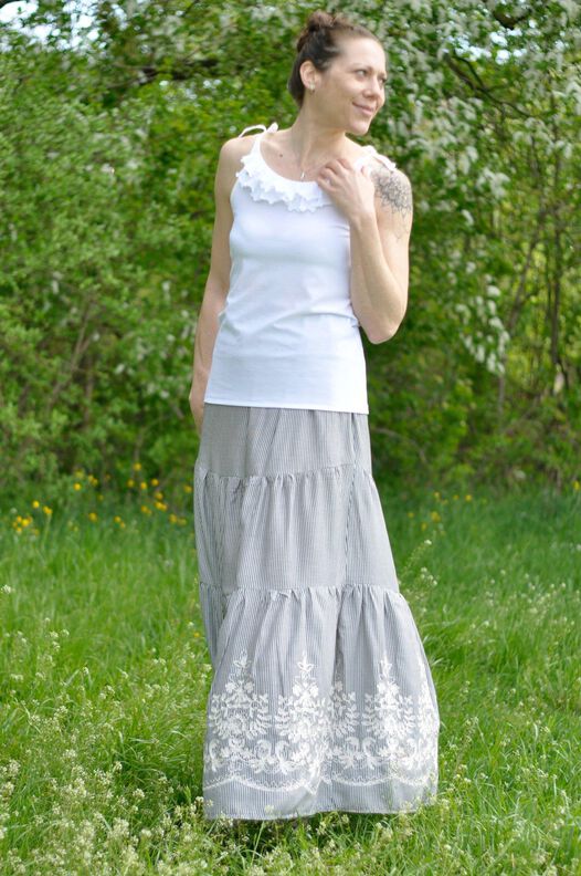 *Ladies Boho Skirt* Stufenrock mit Passe Gr. 32-56, Rock image number 6