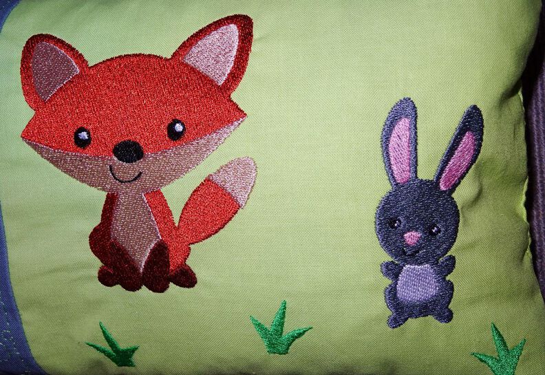 Stickdatei Fuchs mit Hase Kissen / Lätzchen SET ITH image number 4