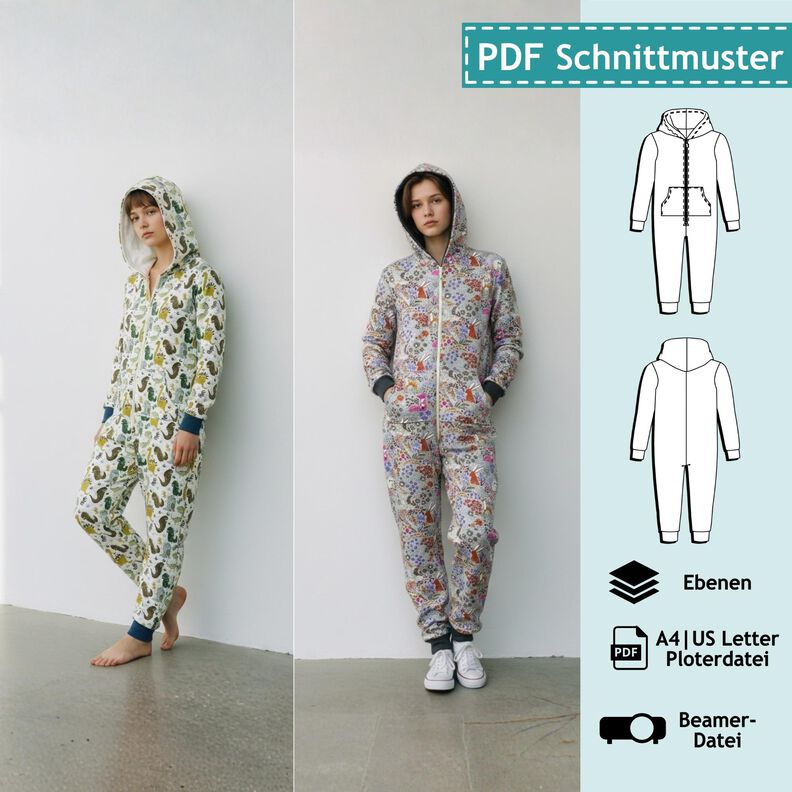 Kinder Jumpsuit, Gr. 92/98 -140/146, Schnittmuster m. Ebenen image number 1